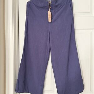 Good Luck Gem Wide-Leg Linen-Blend Pants in Deep Purple